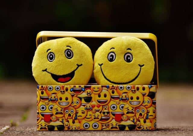 2 HAPPY AND SMILEY FACES IN A BOX